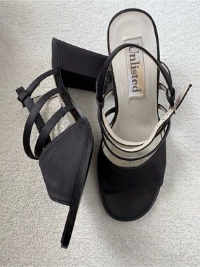Unlisted Black Strappy Block Heel Sandals